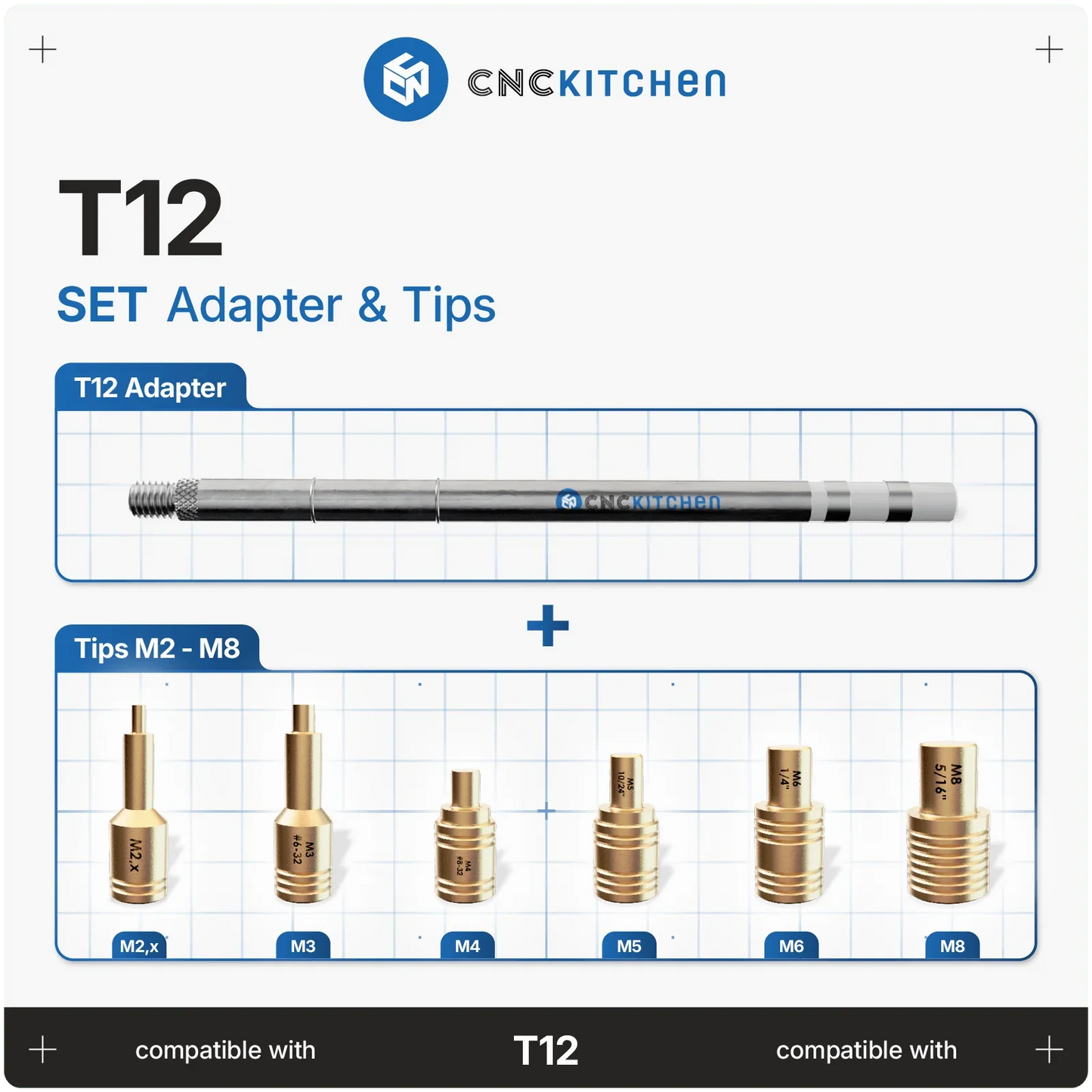Lödspetsar SET kompatibla med T12 - Brand It 3D