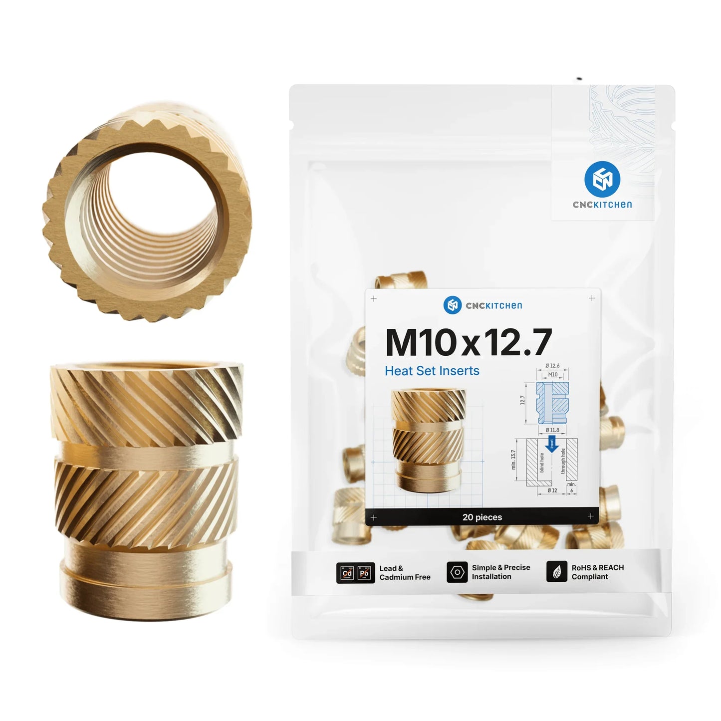 Gänginsats M10x12.7 - 20 st - Brand It 3D
