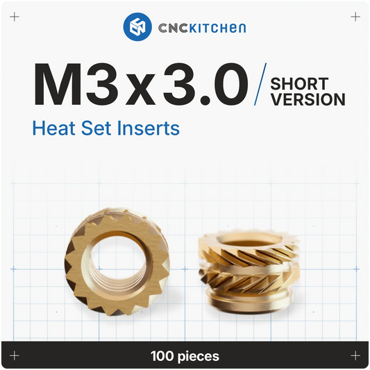 Gänginsats M3x3.0 (Korta) - 100 st - Brand It 3D