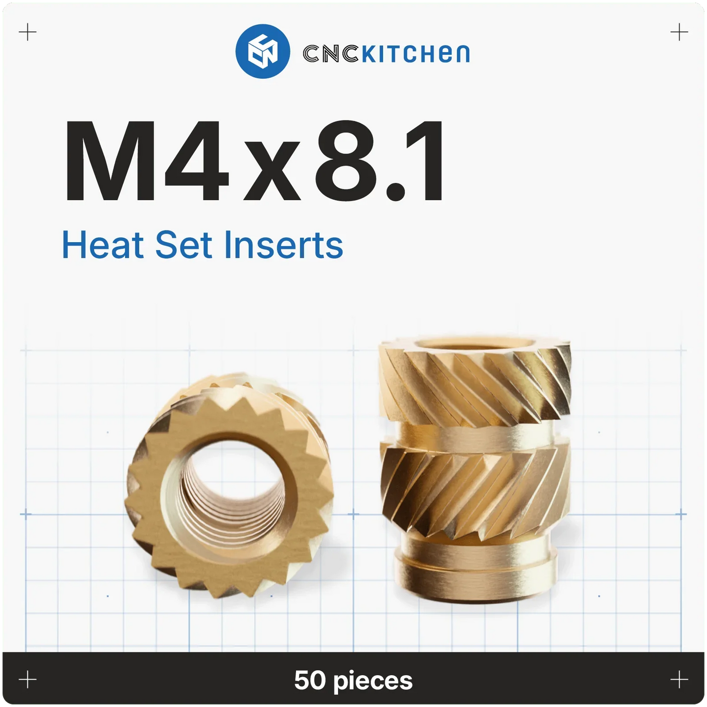 Gänginsats M4x8.1 - 50st - Brand It 3D