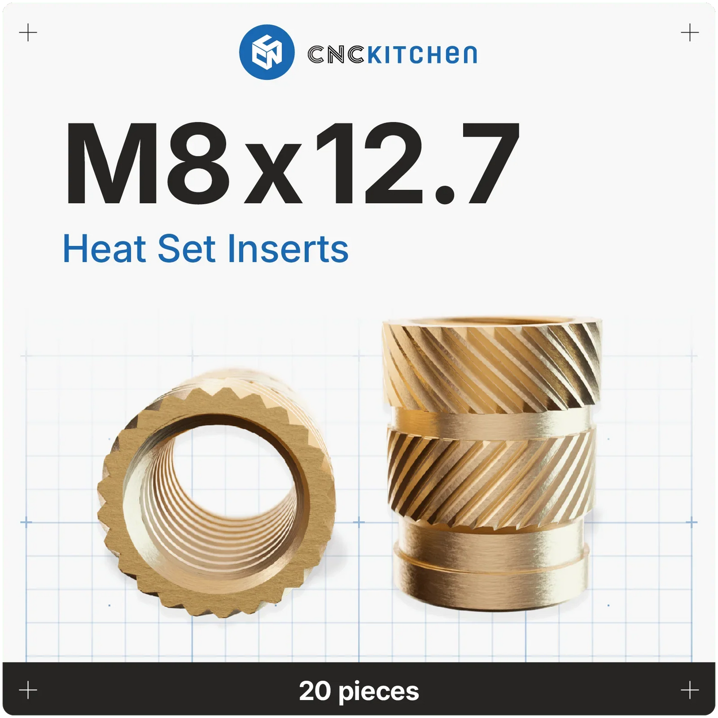 Gänginsats M8x12.7 - 20 st - Brand It 3D