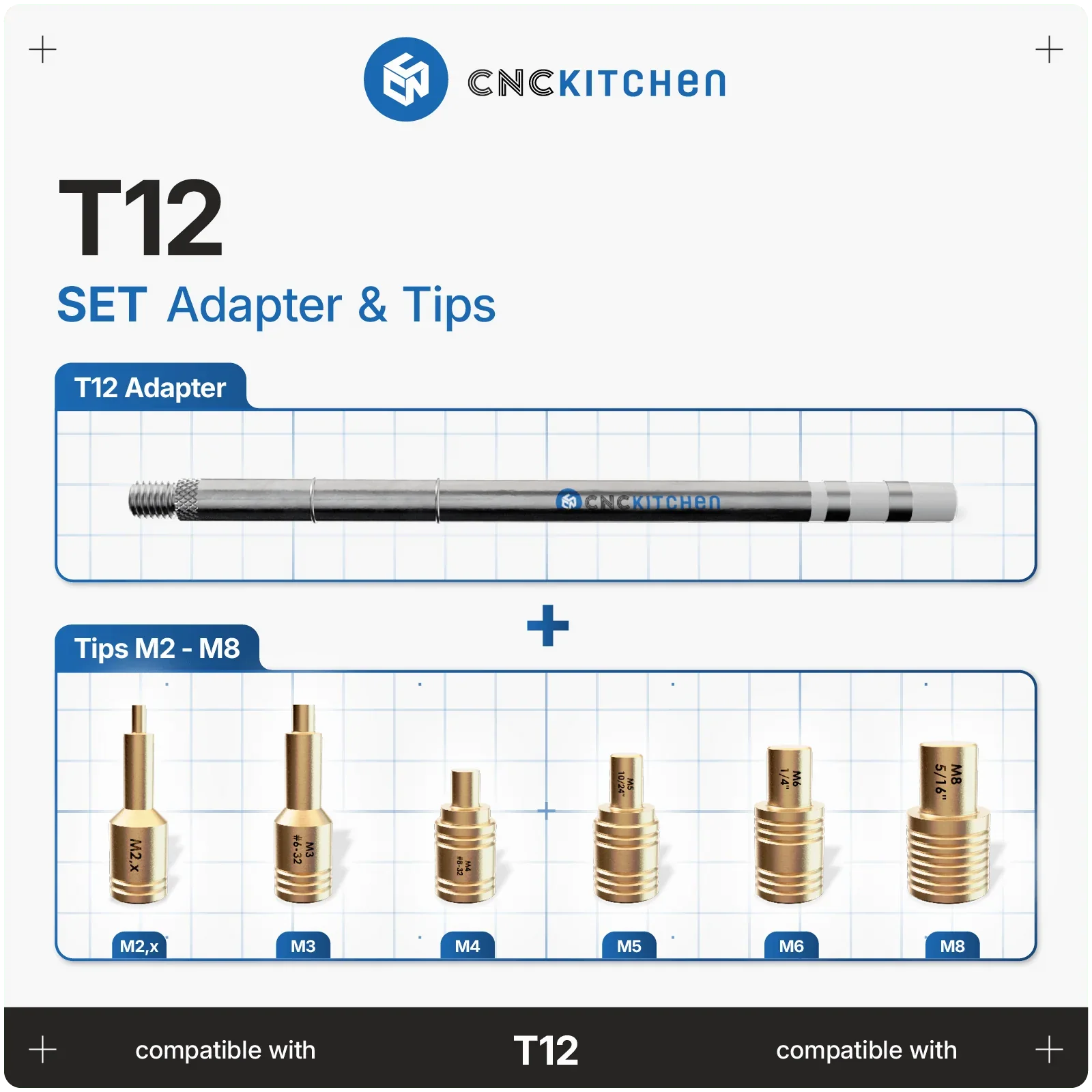 Lödspetsar SET kompatibla med T12 - Brand It 3D