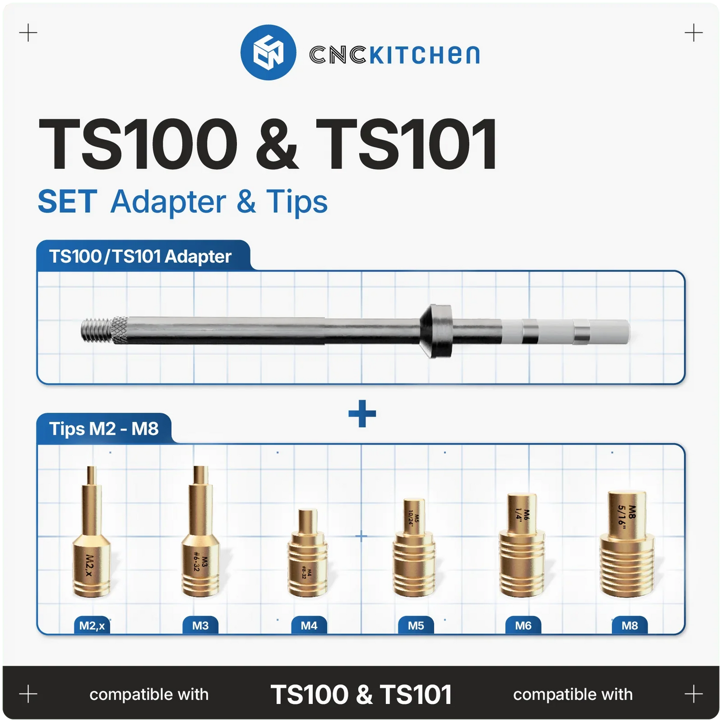 Lödspetsar SET kompatibla med TS100 & TS101 - Brand It 3D