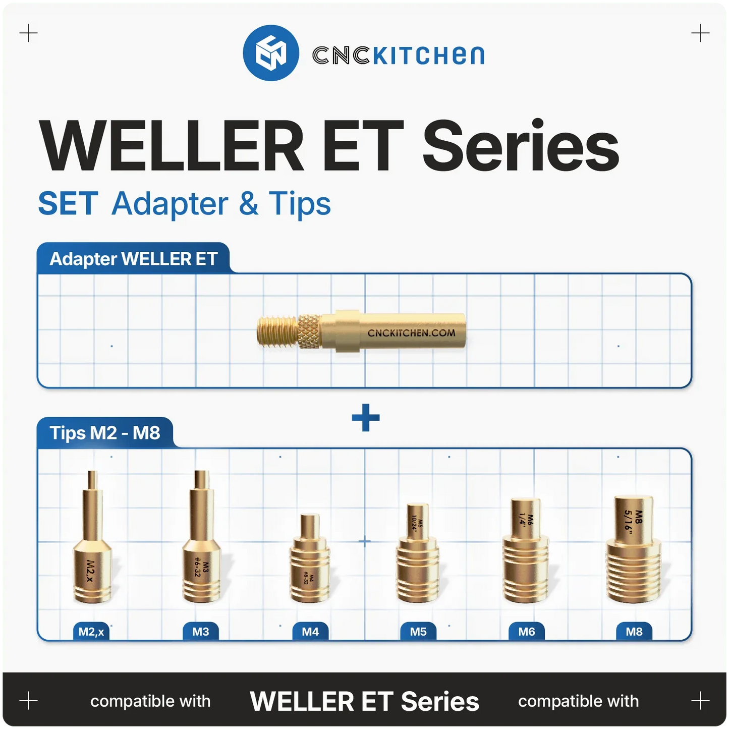 Lödspetsar SET kompatibla med Weller ET - Brand It 3D