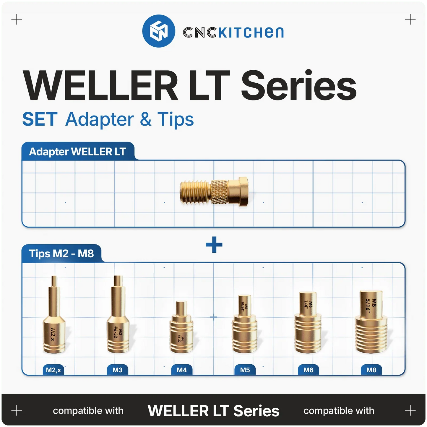 Lödspetsar SET kompatibla med Weller LT - Brand It 3D