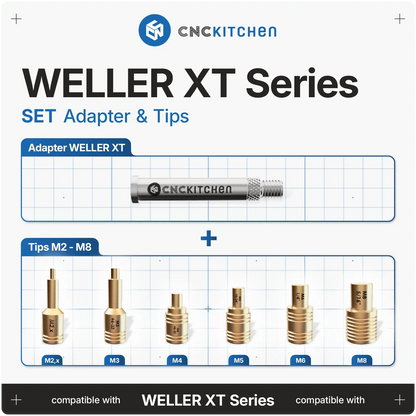 Lödspetsar SET kompatibla med Weller XT Koppar - Brand It 3D