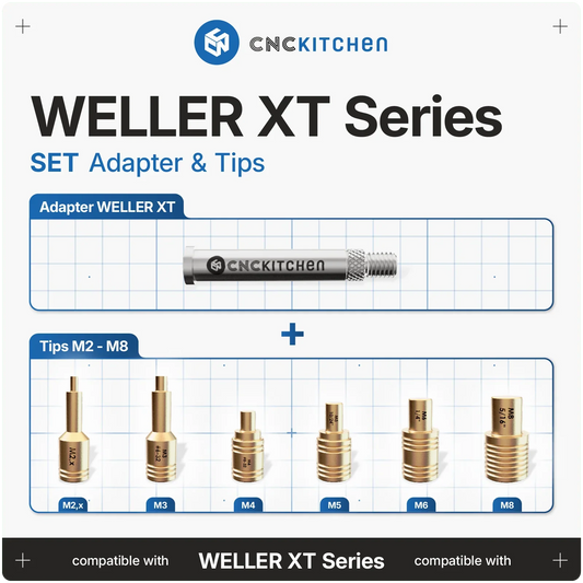 Lödspetsar SET kompatibla med Weller XT Koppar - Brand It 3D